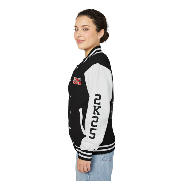 I'm not lucky I AM LOVED Letterman Jacket | Classic Black & White
