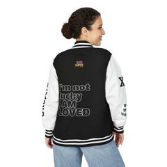 I'm not lucky I AM LOVED Letterman Jacket | Classic Black & White