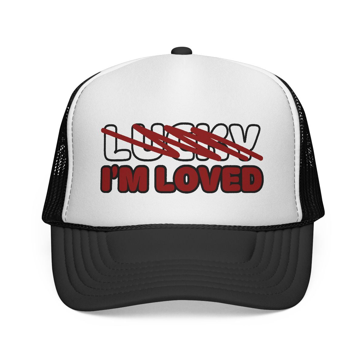 Not Lucky I’m Loved" Trucker Cap | BLACK & WHITE