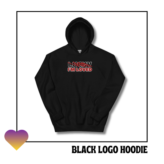 "NOT LUCKY I'M LOVED” Logo Hoodie | BLACK