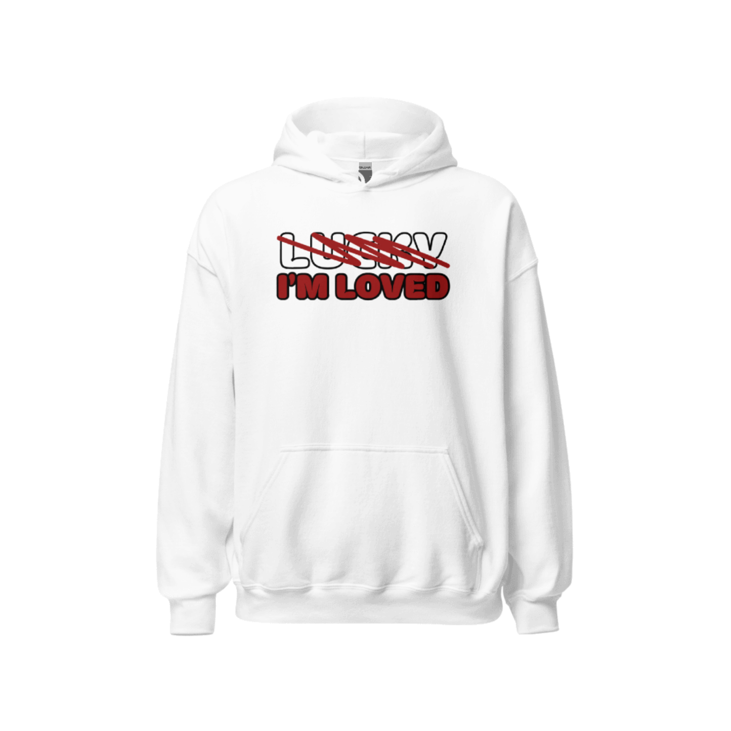 "NOT LUCKY I'M LOVED” Logo Hoodie | WHITE