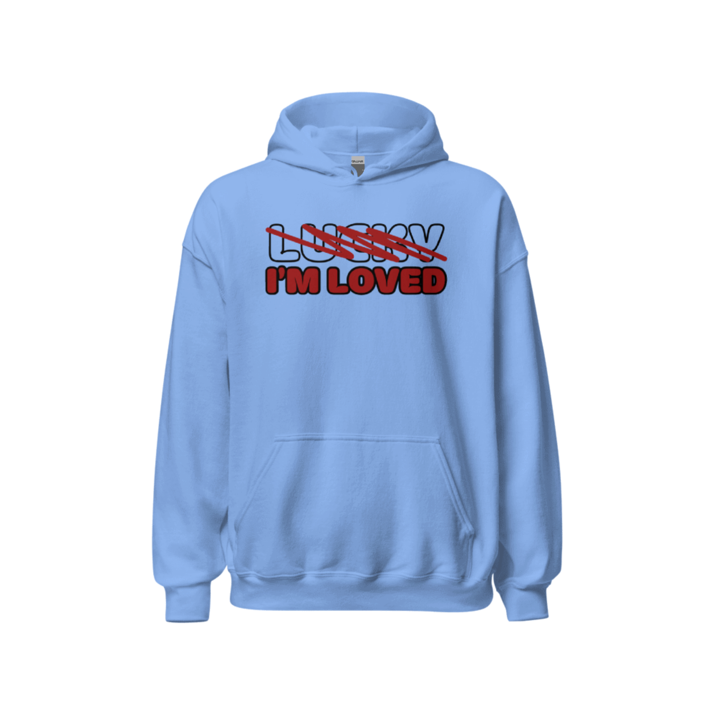 "NOT LUCKY I'M LOVED” Logo Hoodie | BLUE
